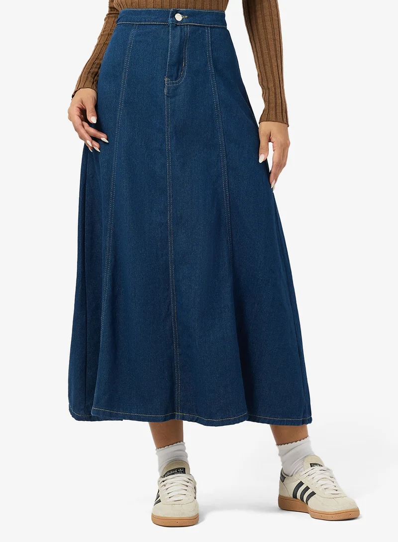جينجر Denim A Line Midi Skirt